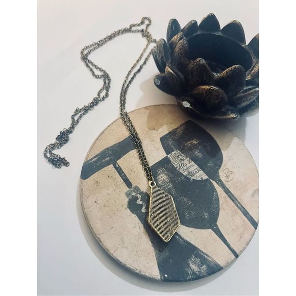 PRETTY BROWN AND GOLD BOHO STONE NECKLACE - Picture 2 of 5